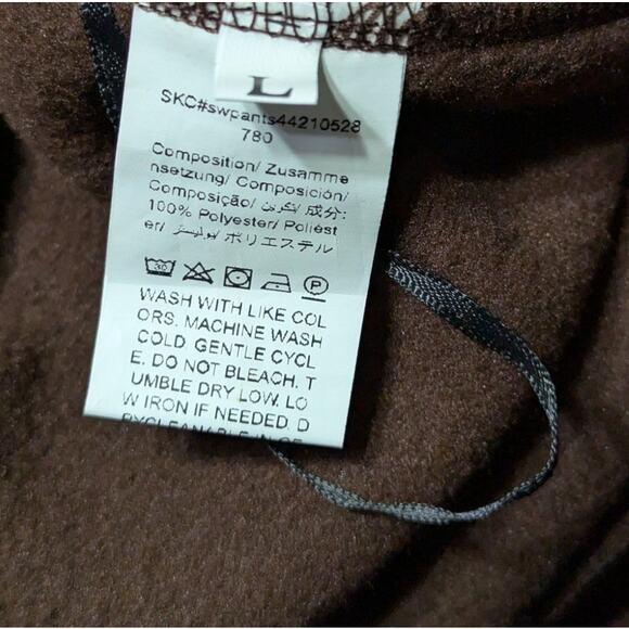 Womens Large Dark Brown Sweatpants Pocket Drawstring Elastic Waist Jogger Pants - Picture 7 of 8